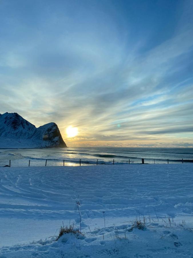 Unstad Cabin With Seaview Unnstad Bagian luar foto
